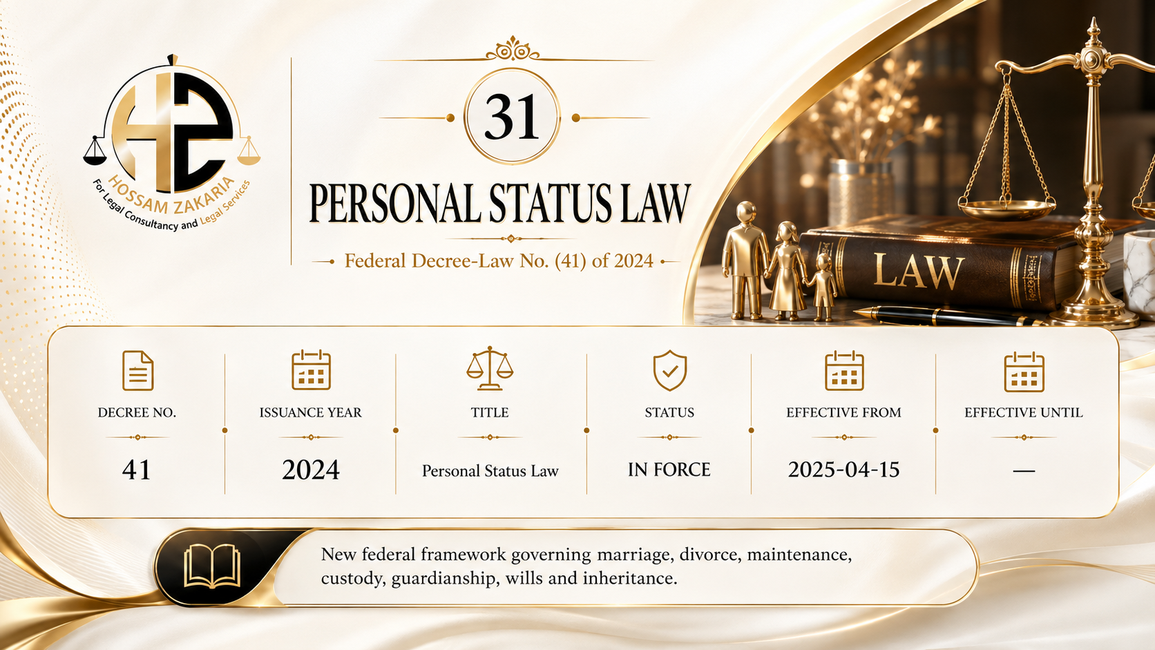 Editorial cover for Federal Decree-Law No. (41) of 2024 — UAE Personal Status Law