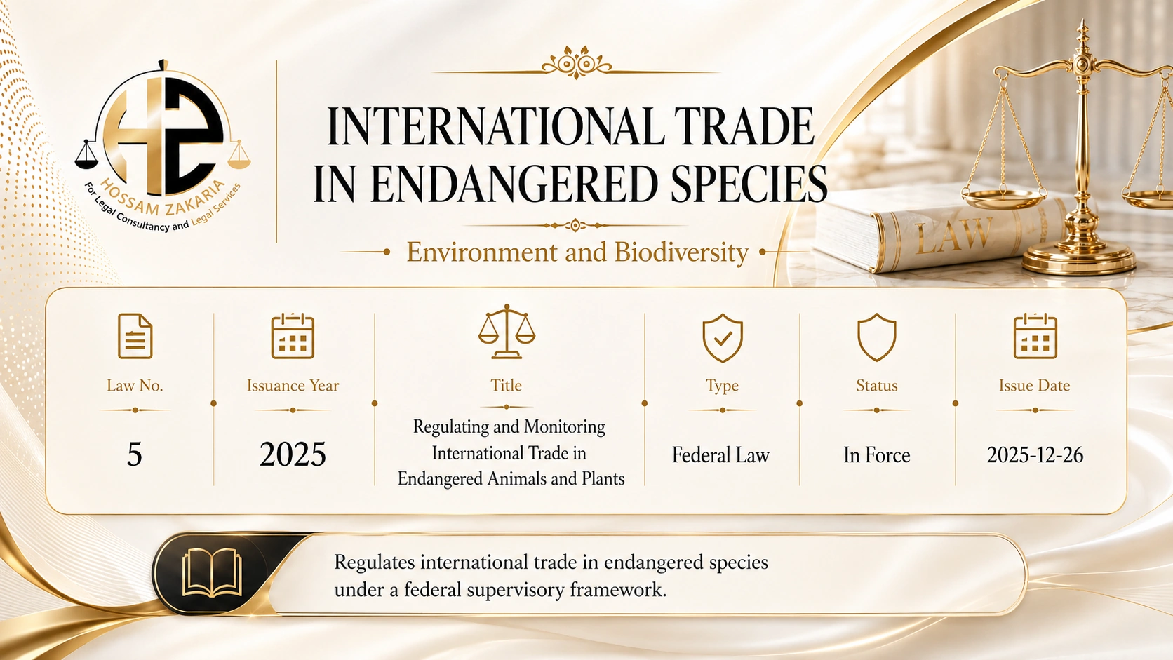 Editorial cover for Federal Law No. (5) of 2025: UAE Endangered Species International Trade Law