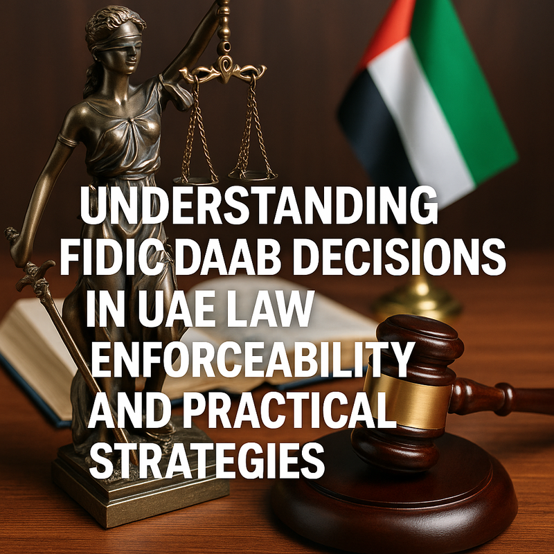 Diagram showing how FIDIC DAAB decisions are enforced in UAE construction law