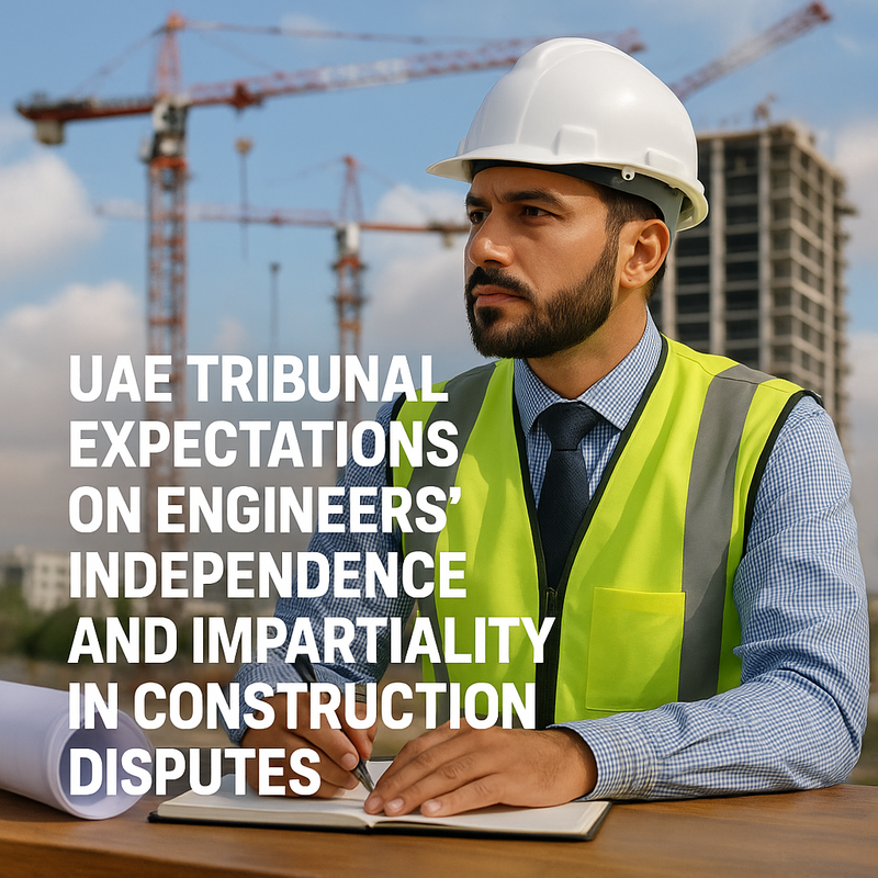Two professionals reviewing contract documents and legal guidelines in a UAE office.
