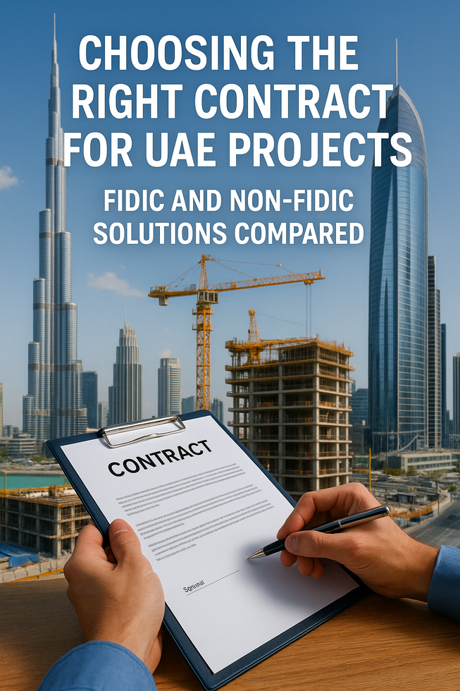 Visual comparison of FIDIC and non-FIDIC contract compliance in the UAE legal context