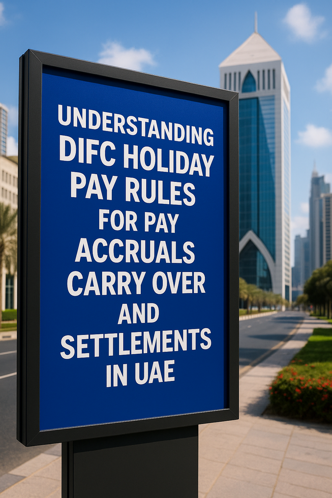 Illustration of a compliance checklist for DIFC holiday pay rules in the UAE.