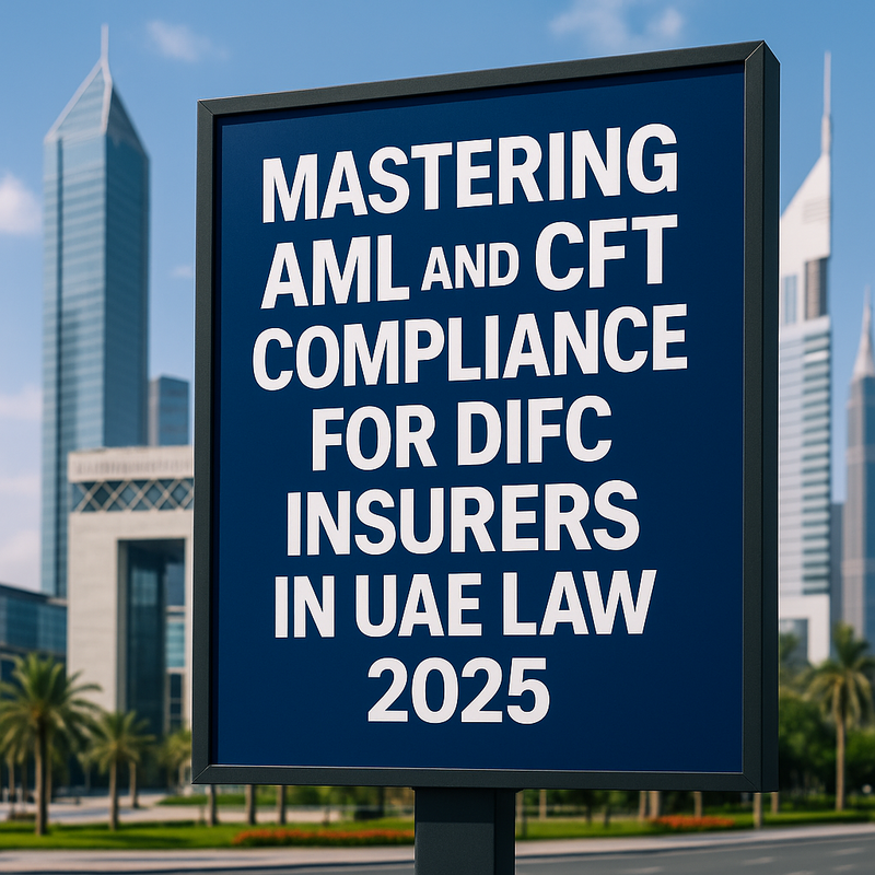 Graphic showing DIFC insurers compliance steps for AML and CFT under UAE law 2025