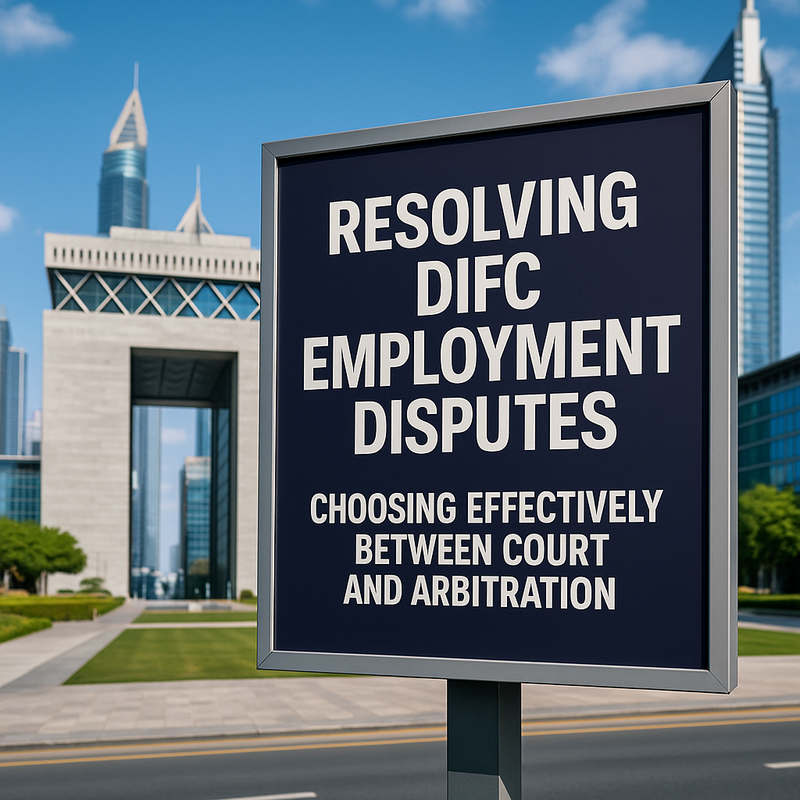 DIFC dispute resolution process for employment claims, illustrating courts and arbitration options.