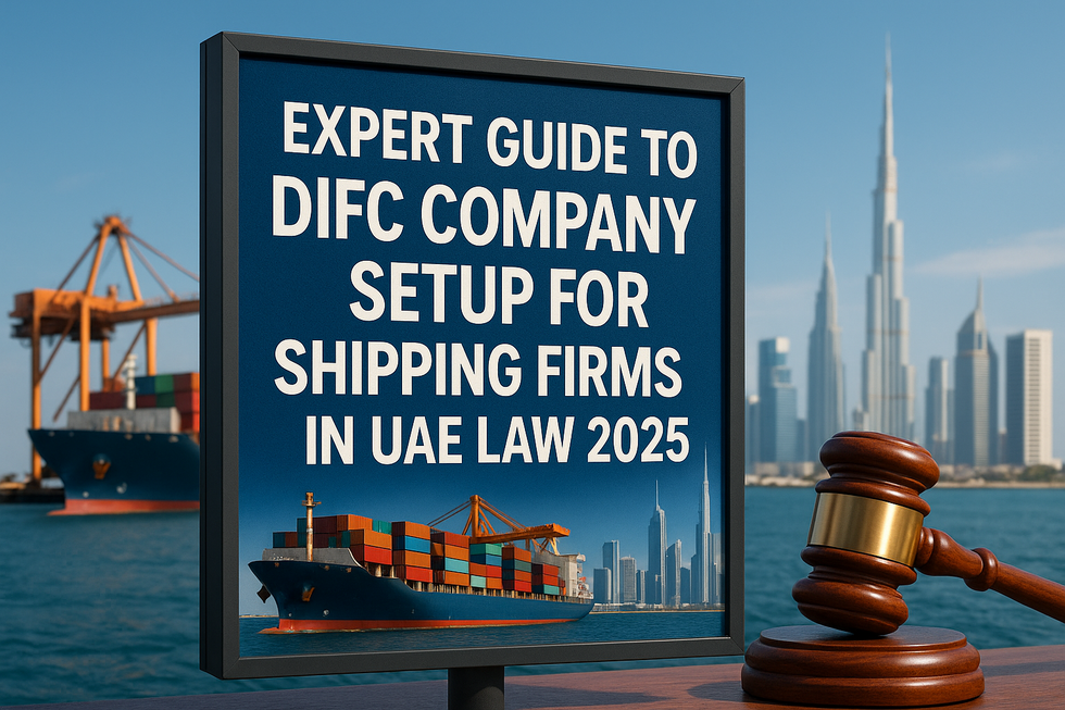 Business professionals reviewing DIFC company setup documents for UAE shipping firm