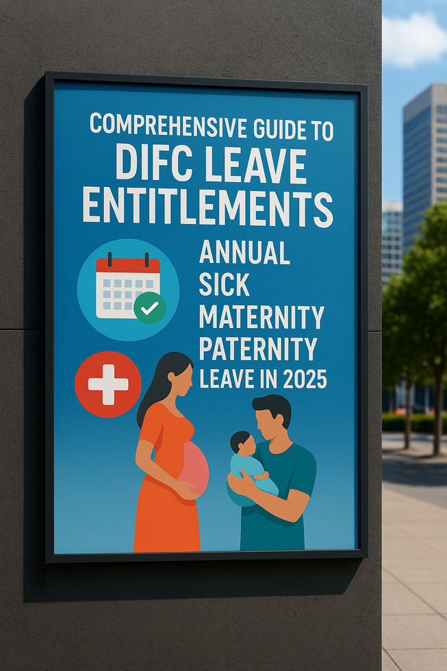 Legal consultant advising on DIFC annual, sick, maternity and paternity leave rights in 2025