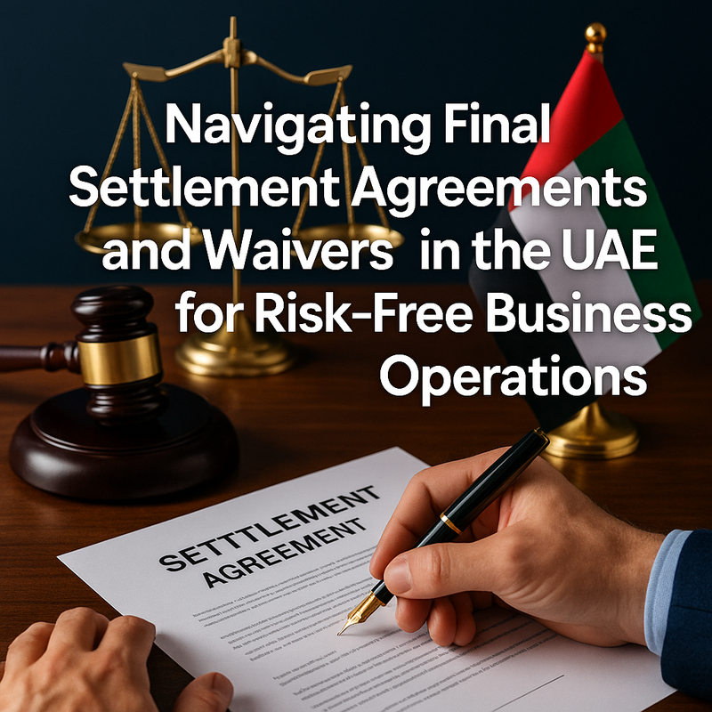 Legal consultant reviewing UAE final settlement agreement with client.