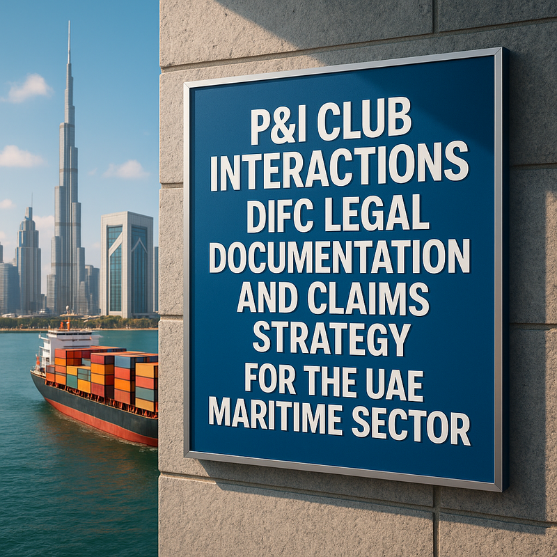 Diagram showing DIFC-compliant P&I Club claim documentation process in UAE maritime law.