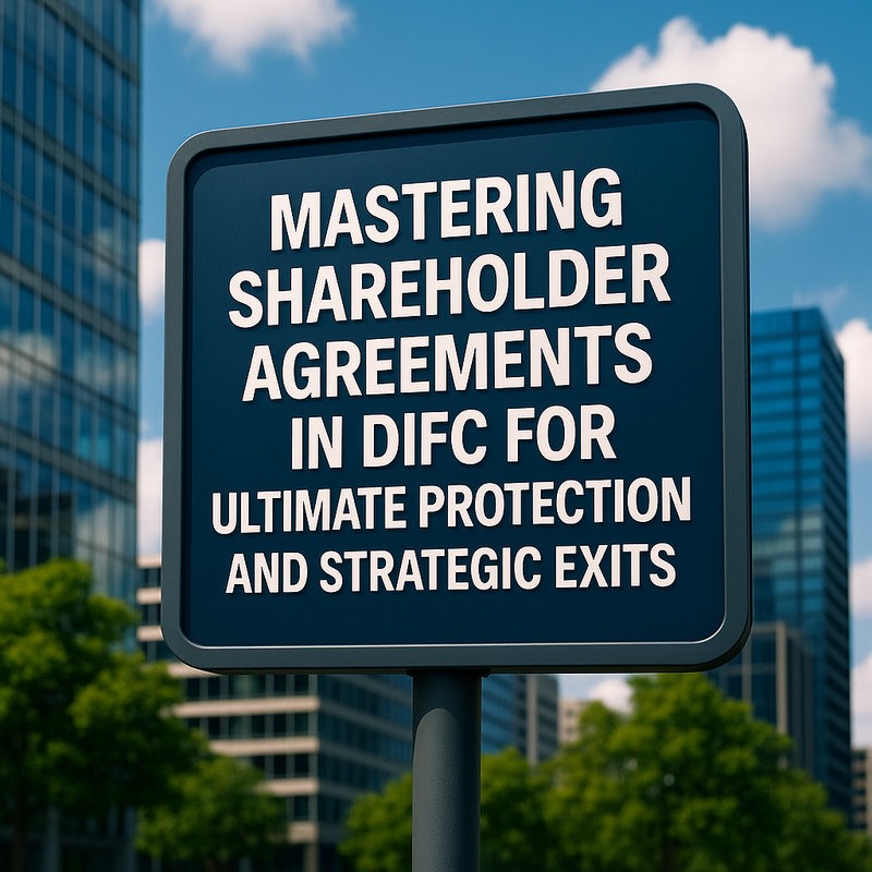 Business team reviewing shareholder agreement protections in DIFC boardroom