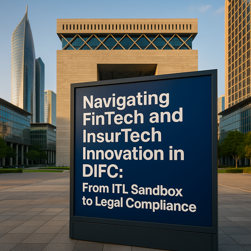 DIFC skyline with digital overlay representing FinTech innovation in the UAE