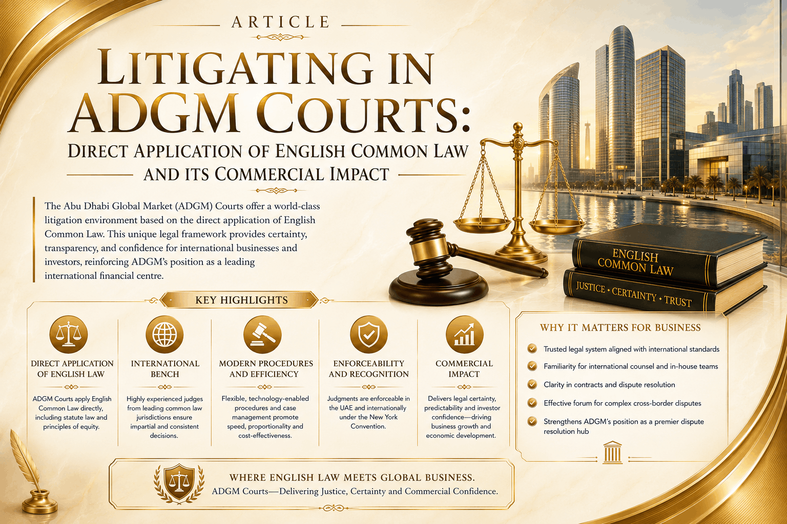 Litigating in ADGM Courts: Direct Application of English Common Law and Its Commercial Impact Litigating in ADGM Courts: Direct Application of English Common Law and Its Commercial Impact