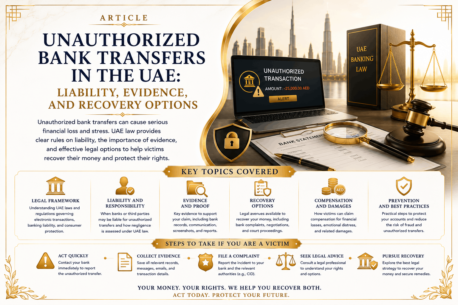 Banking & Financial Disputes in the UAE: Unauthorized Bank Transfers, Liability, Evidence, and Recovery Options